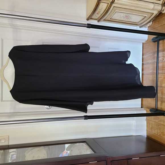 Adrianna Papell Asymmetrical Cut 3/4 Sleeves Black Evening Dress 16W NWT - Picture 12 of 12